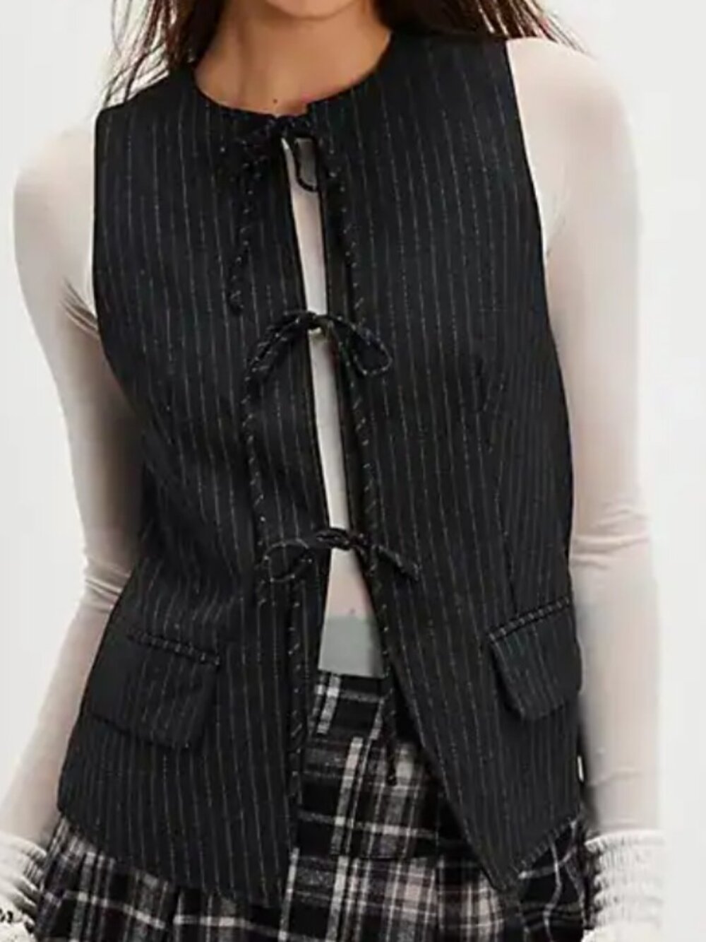 Free People celia pinstripe suit vest | Womens Small | Black